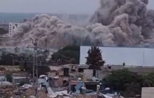 Thumbnail preview image for the video titled: Footage of blowing up of homes and residential buildings by IDF in Gaza