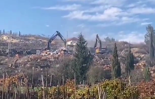 Thumbnail preview image for the video titled: Israeli forces carry out demolitions in the village of Shyukh al-Arroub