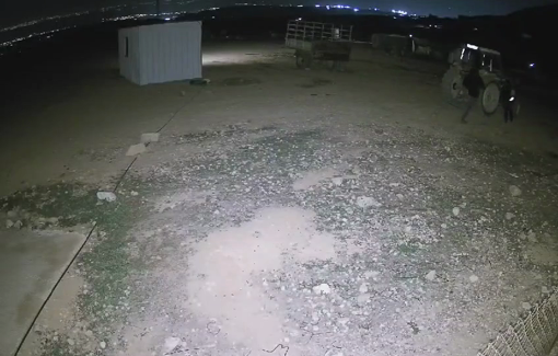 Thumbnail preview image for the video titled: Israeli settler invaded the village and set fire to a tractor and a mosque in al-Muarrajat