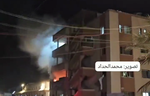 Thumbnail preview image for the video titled: 2nd floor of Nasser hospital on fire following an Israeli airstrike