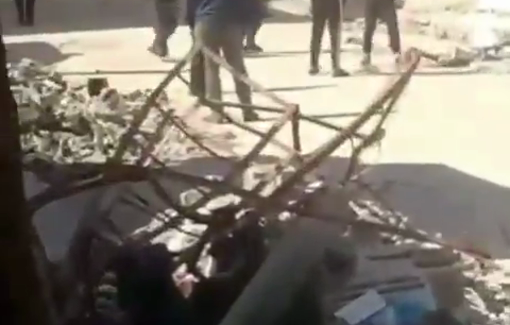 Thumbnail preview image for the video titled: Car on fire following Israeli strike