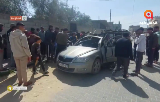 Thumbnail preview image for the video titled: Israeli airstrike on a civilian car kills two men in Rafah