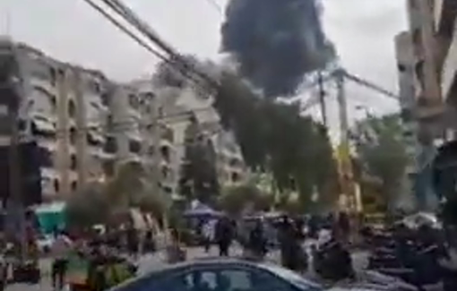 Thumbnail preview image for the video titled: Huge airstrikes on Beirut while Israeli warplanes continue to bomb throughout Lebanon