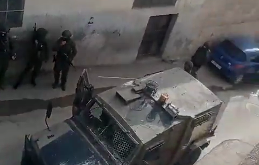 Thumbnail preview image for the video titled: Israeli soldiers shot and injured a young Palestinian man in the street of Beit Furik