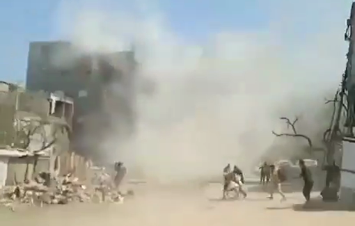 Thumbnail preview image for the video titled: Israeli artillery shells a home on Al-Sikka Street in Gaza City