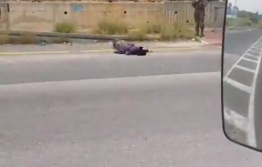 Thumbnail preview image for the video titled: The Israeli soldiers shoot a Palestinian woman near the Junction of Haris village near Salfit
