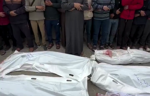 Thumbnail preview image for the video titled: Hajj Ibrahim Abu Mahadi performs the funeral prayer for his six sons, who were killed by an Israeli strike on their car