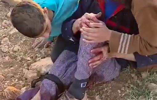 Thumbnail preview image for the video titled: A Palestinian farmer wounded by gunshot by Israeli settlers during a raid on Khirbet Al-Rakeez in Masafer Yatta,