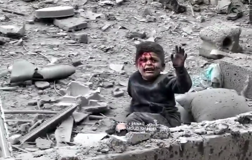 Thumbnail preview image for the video titled: Child blasted out and another blown in half in an Israeli airstrike
