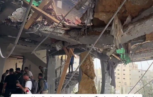 Thumbnail preview image for the video titled: Destruction of residential tower by Israeli bombing of the Shehato family