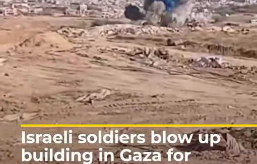 Thumbnail preview image for the video titled: Israeli soldiers blow up a building for gender reveal