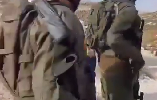 Thumbnail preview image for the video titled: Under Israeli army protection, Israeli settlers assaulted Palestinian women in Al-Mughayyir