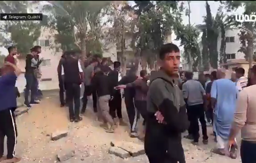 Thumbnail preview image for the video titled: Search for victims buried under the sand following Israeli bombing of the Gaza European Hospital