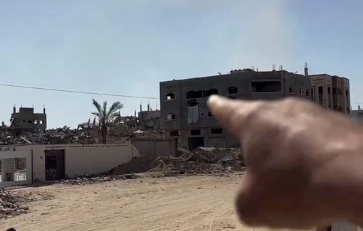 Thumbnail preview image for the video titled: Distraught Palestinians plead with ambulance to retrieve their relatives from an Israeli strike