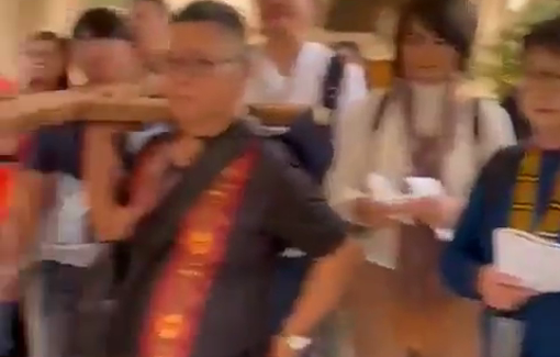 Thumbnail preview image for the video titled: Israeli Jewish settler were filmed spitting on a group of Christian worshipers in occupied Jerusalem