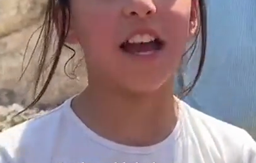 Thumbnail preview image for the video titled: A Palestinian girl returned from school to find bulldozers demolishing her home