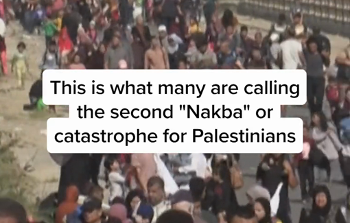 Thumbnail preview image for the video titled: Over 70% of Gaza has been forcibly displaced: “We don’t know to where we are going... only God knows.”