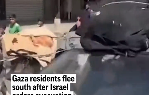 Thumbnail preview image for the video titled: 1 million Palestinians fled northern Gaza after Israel’s military urged residents to move south