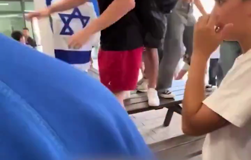 Thumbnail preview image for the video titled: Israeli students chant: "May your village burn down" at a Palestinian teacher who attended the Nakba Day march