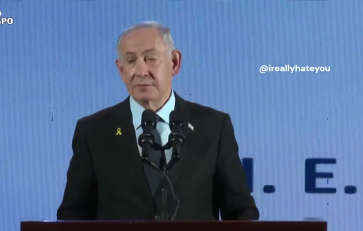 Thumbnail preview image for the video titled: PM Netanyahu at the IHRA Conference denying the starvation of Gazan people