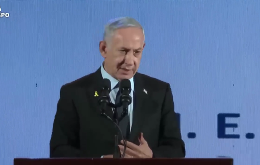 Thumbnail preview image for the video titled: For "Jerusalem Day", Netanyahu makes a violent speech against Global Pro-Palestine Movement