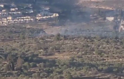 Thumbnail preview image for the video titled: Israeli settlers set fire to olive trees north of the town of Sinjil, north of Ramallah