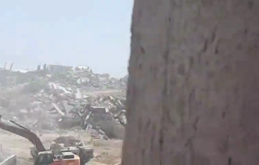 Thumbnail preview image for the video titled: Israeli army demolishing the recently re-opened Noura Al-Kaabi Dialysis Center