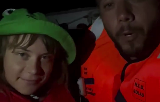 Thumbnail preview image for the video titled: The live stream from the Madleen (Freedom Flotilla Coalition) just cut out as a drone hovered overhead