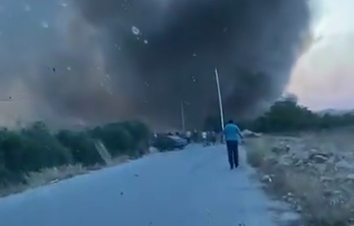 Thumbnail preview image for the video titled: Israeli settlers launched a terror attack on Deir Dibwan and burn citizens' properties and lands