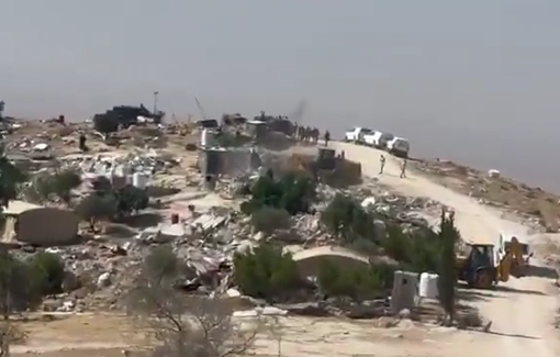 Thumbnail preview image for the video titled: The Israeli army is demolishing the remaining homes in Khallet al-Dabaa