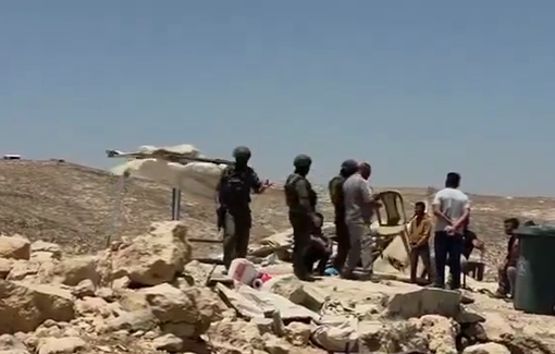 Thumbnail preview image for the video titled: Israeli forces expelling the residents of Khillet al-Dab‘ from their village