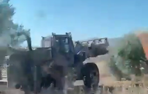Thumbnail preview image for the video titled: Israeli bulldozer uproots olive trees in continued acts of ecocide in the south of Nablus