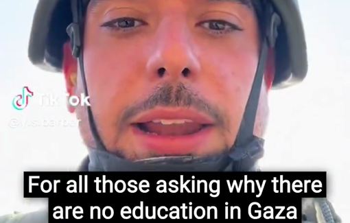 Thumbnail preview image for the video titled: “For all those asking why there is no education in Gaza. We bombed them. That sucks. That’s how you will never become engineers anymore