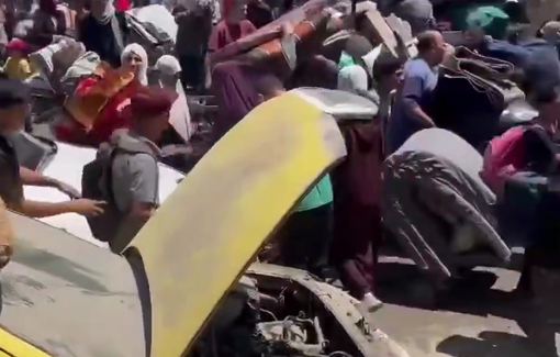 Thumbnail preview image for the video titled: Displacement from Halawa school and camp in North Gaza