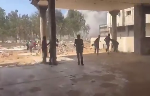 Thumbnail preview image for the video titled: The moment civilians escaped an Israeli airstrike in northern Gaza