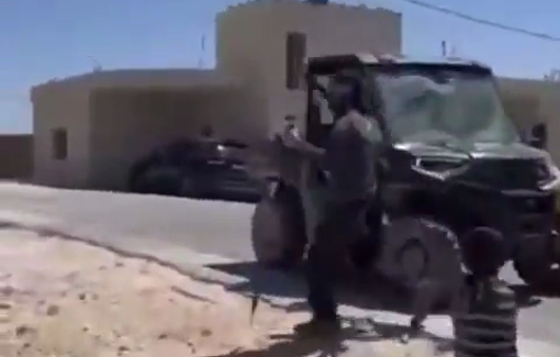 Thumbnail preview image for the video titled: Israeli settler threatened the properties of the resident in village of Umm al-Khair