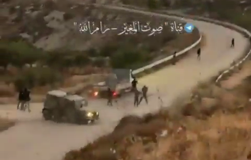 Thumbnail preview image for the video titled: Israeli soldiers, supporting the settlers' attack, opened fire on Palestinian residents in Kafr Malik