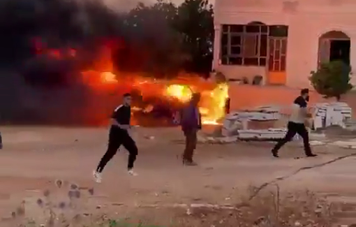 Thumbnail preview image for the video titled: Violent pogrom in Kafr Malik against Palestinian homes, vehicles and residents of Kafr Malik