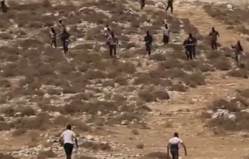 Thumbnail preview image for the video titled: Israeli settlers invaded the "Hamroush" area near the town of Sa’ir in Hebron