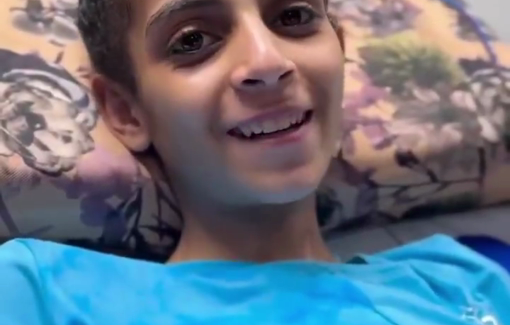 Thumbnail preview image for the video titled: Dina, 14 years old and paralyzed by a bullet from a drone strike, read her poem from her bed