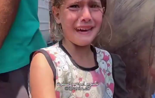 Thumbnail preview image for the video titled: Little Maryam cries clutching an empty bowl at a soup kitchen