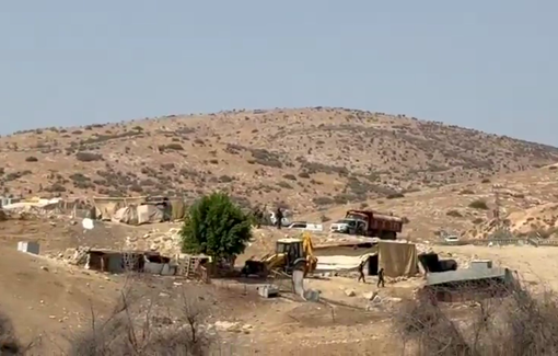Thumbnail preview image for the video titled: The Israeli civil administration, Army and Police forces, demolishing buildings in the community of Ein Al-Hilweh