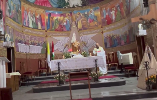 Thumbnail preview image for the video titled: Israeli strike shakes Holy Family Catholic Church in Gaza during adoration one week after the deadly attack