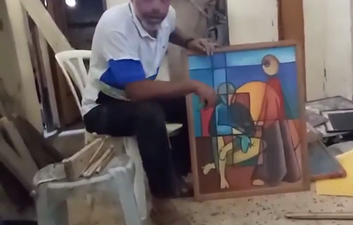 Thumbnail preview image for the video titled: Artist forced to destroy his artwork to get firewood