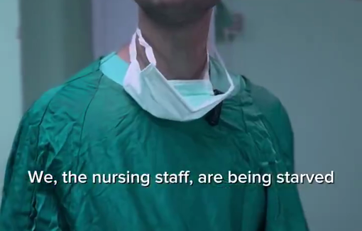 Thumbnail preview image for the video titled: Starved Gaza surgeons and nurses