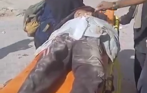 Thumbnail preview image for the video titled: Young woman lost her last child to Israel's flour massacres in northern Gaza