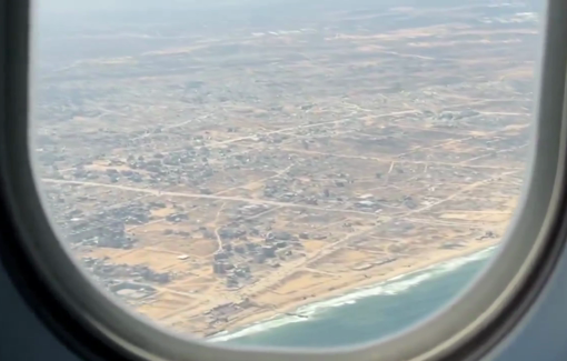 Thumbnail preview image for the video titled: Spanish airdrop footage reveals the scale of mass destruction of Gaza