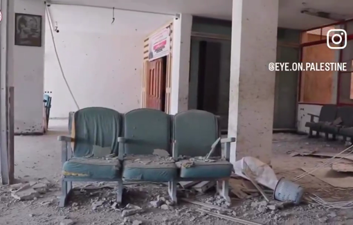 Thumbnail preview image for the video titled: Bloodstained ruins of the Red Crescent HQ following an Israeli strike