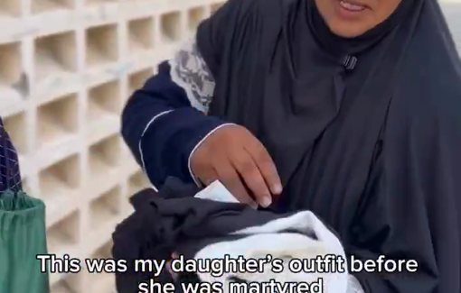 Thumbnail preview image for the video titled: Mother sells daughter's Eid clothes after she was killed at GHF site