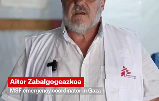 Thumbnail preview image for the video titled: MSF statement on GHF's massacres of aid seekers